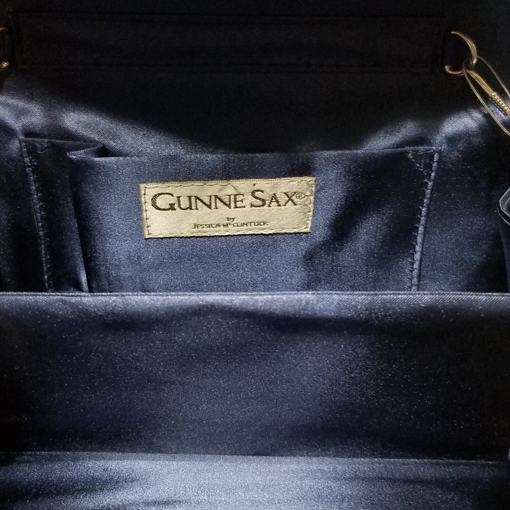 NWT Dunne Sax Satin Blue Convertible Evening Lilly Clutch by Jessica McClintock - Picture 3 of 15
